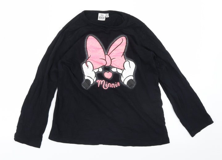 Primark Girls Black Basic T-Shirt Size 10-11 Years - Minnie Mouse