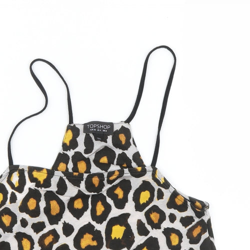 Topshop Womens Brown Animal Print  Cropped T-Shirt Size 8
