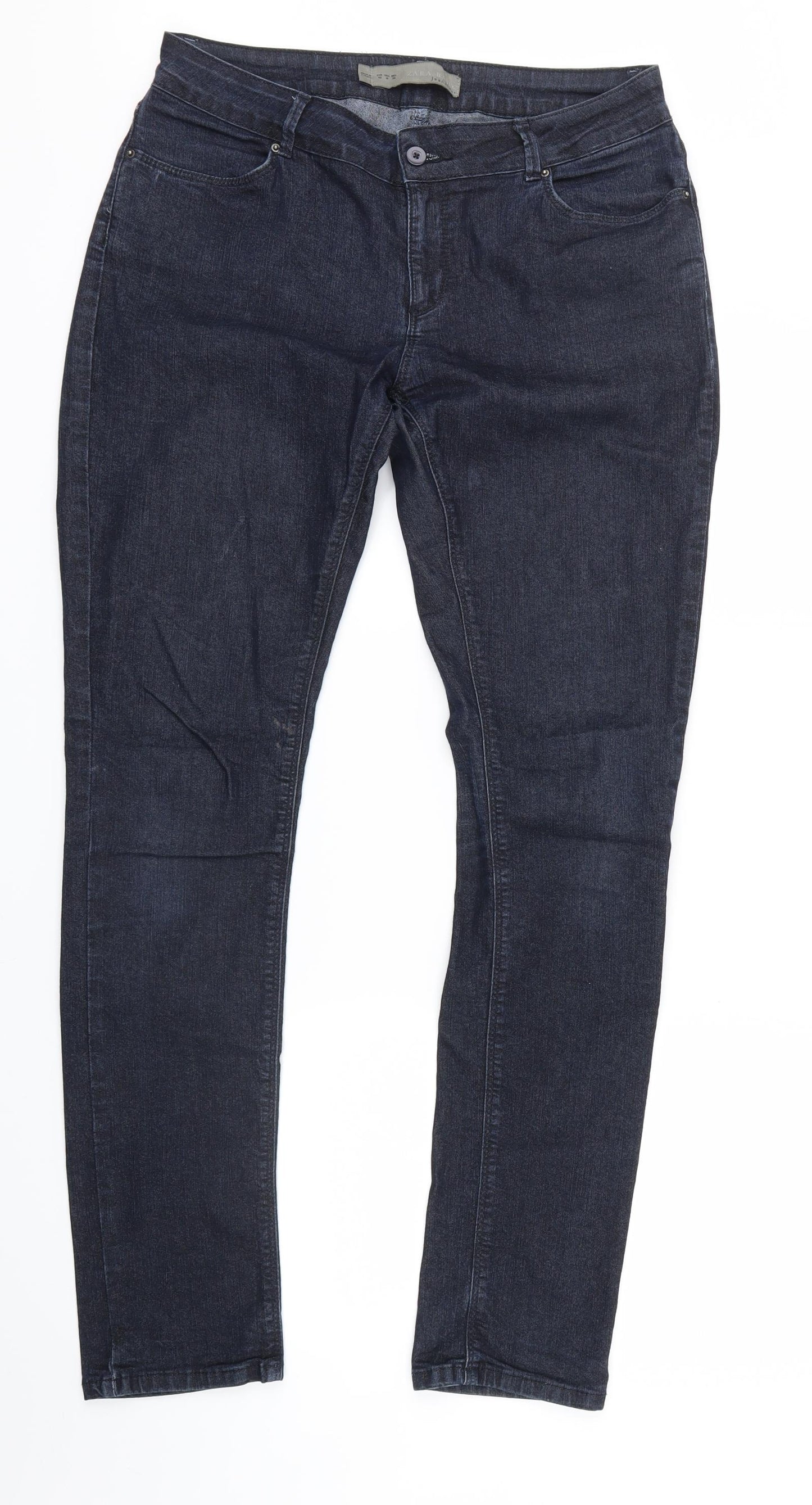 Zara Womens Blue  Denim Straight Jeans Size 12 L31 in