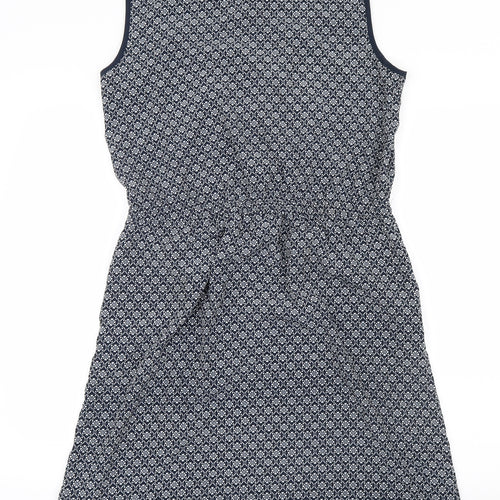 Papaya Womens Blue Geometric  Shirt Dress  Size 14  - Lace detail