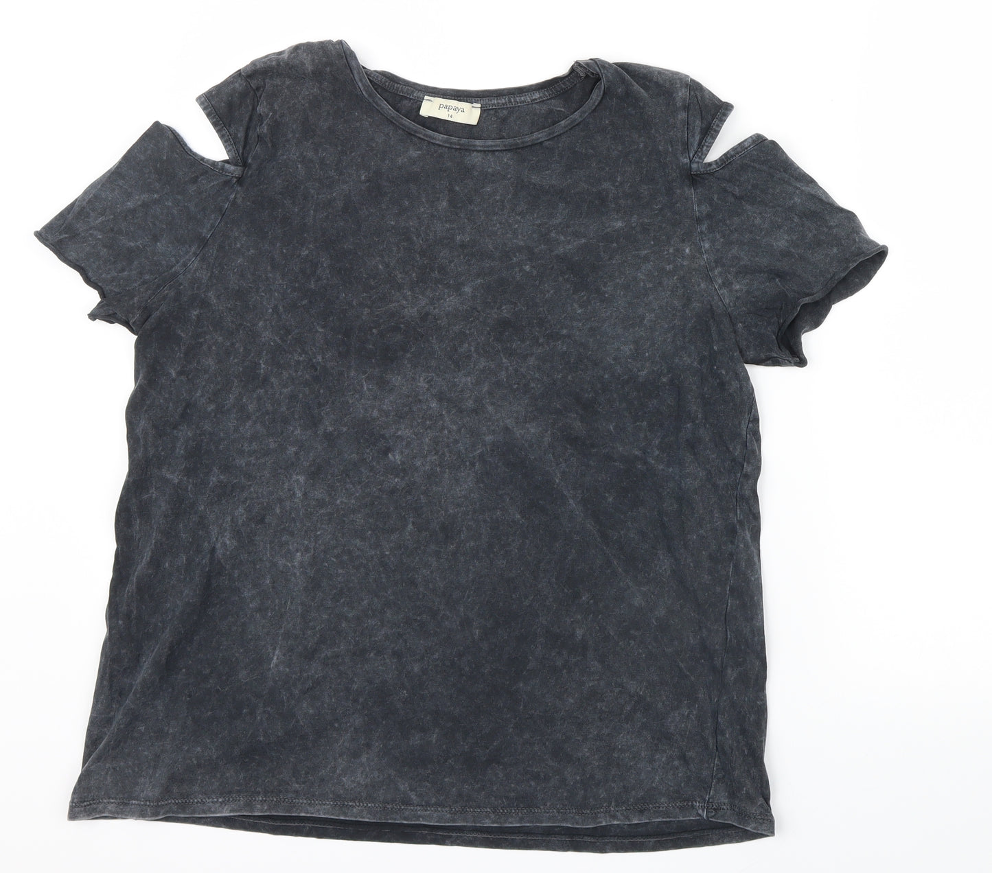 Papaya Womens Grey   Basic T-Shirt Size 14  - Open Shoulders