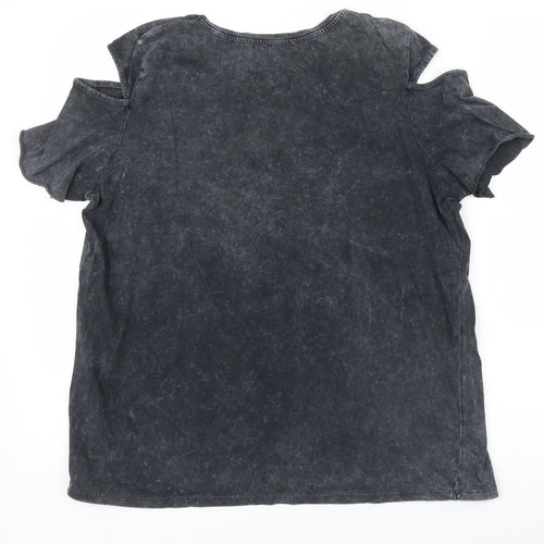 Papaya Womens Grey   Basic T-Shirt Size 14  - Open Shoulders