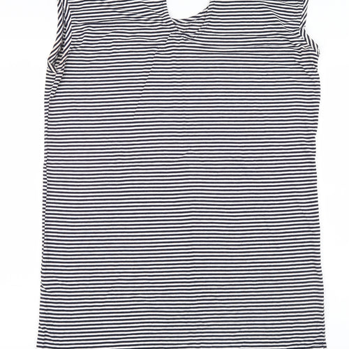 F&F Womens White Striped  Basic T-Shirt Size 12
