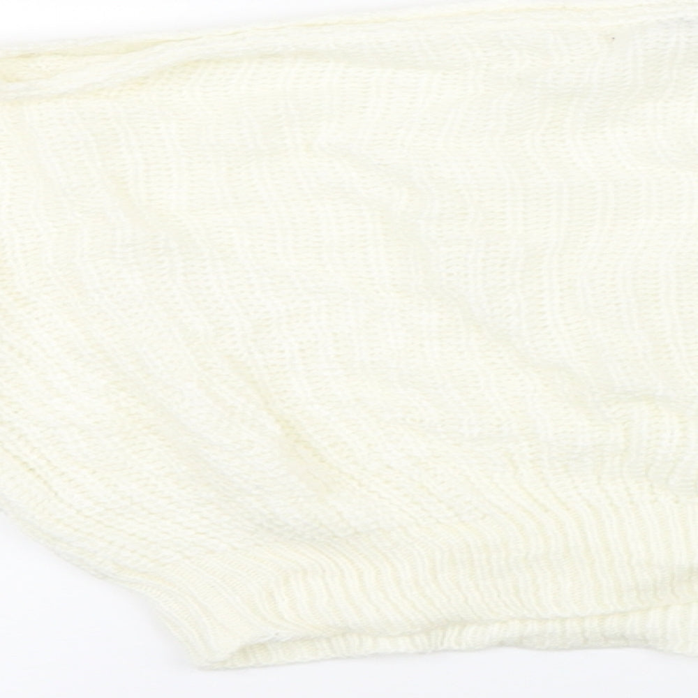 Boohoo Womens White  Knit Pullover Jumper Size S  - Cropped