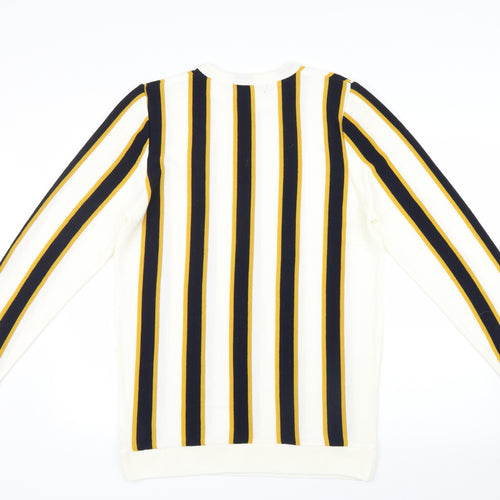 Primark Mens White Striped Knit Pullover Jumper Size M