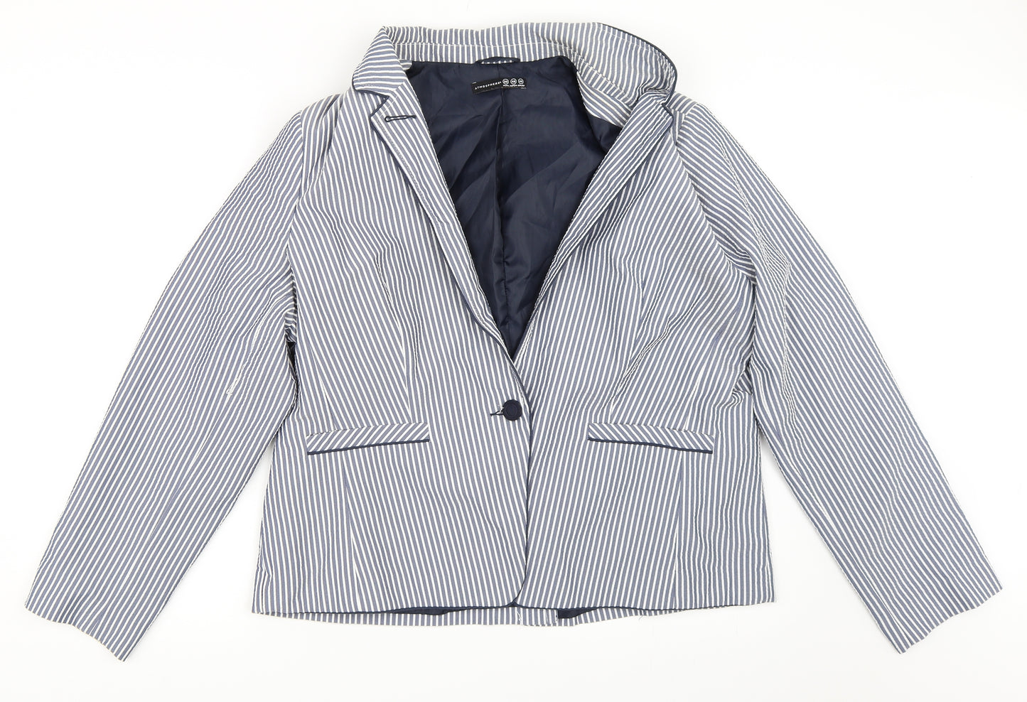 Atmosphere Womens Blue Striped  Jacket Blazer Size 20