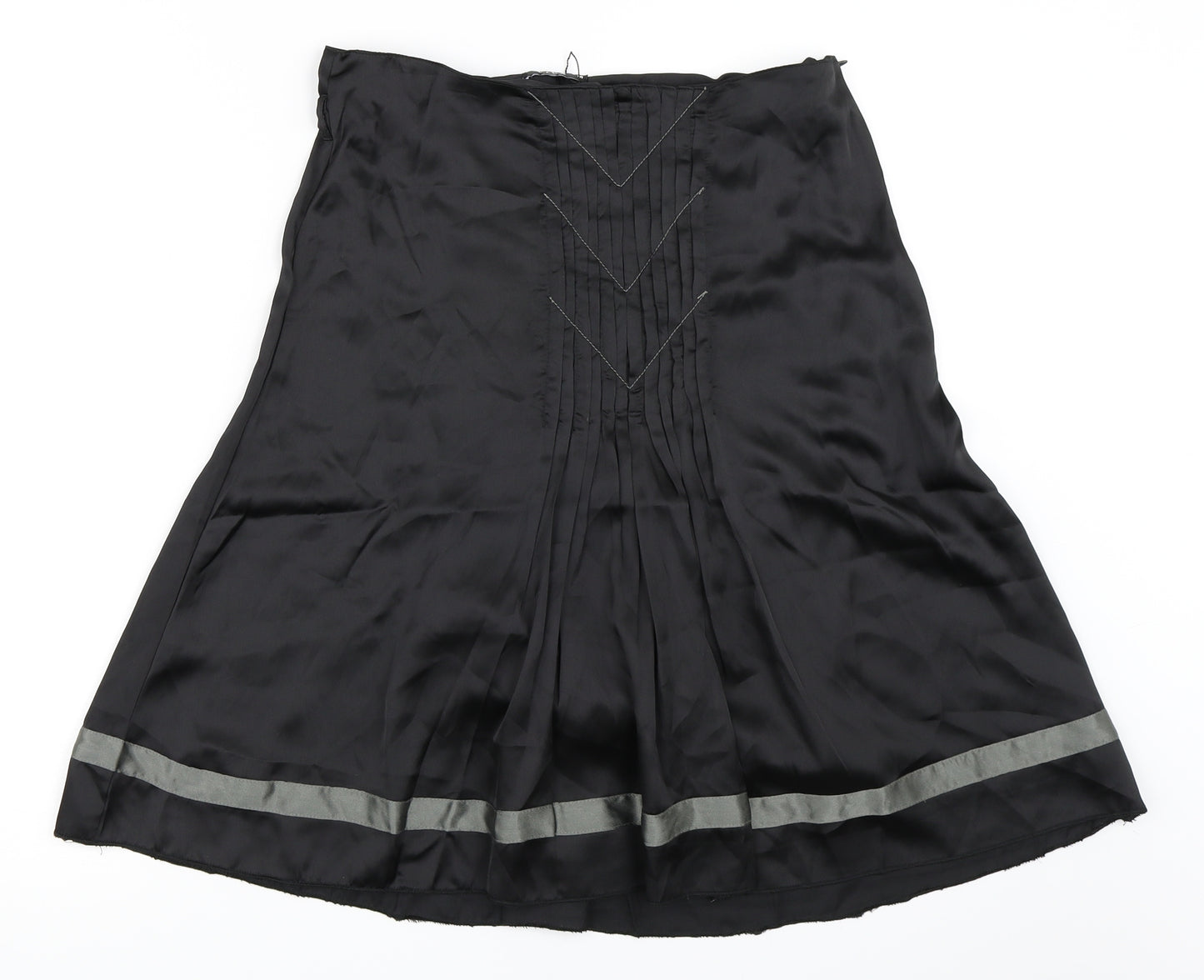 VILA Womens Black  Satin A-Line Skirt Size M