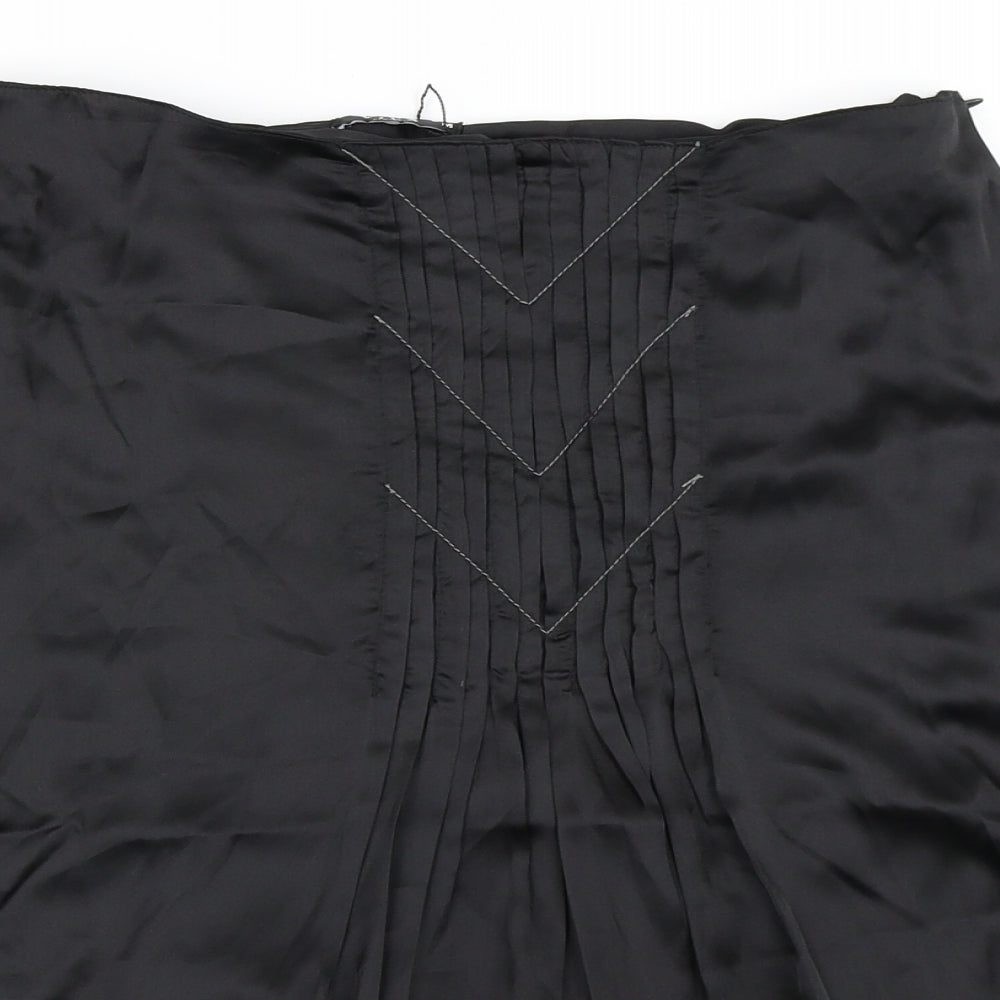 VILA Womens Black  Satin A-Line Skirt Size M