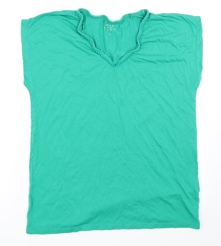 Preworn Womens Green Basic T-Shirt Size 16