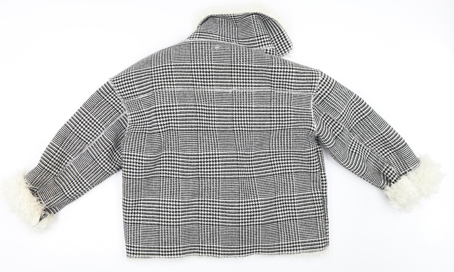 Attentif Womens Black Houndstooth  Biker Coat Size L