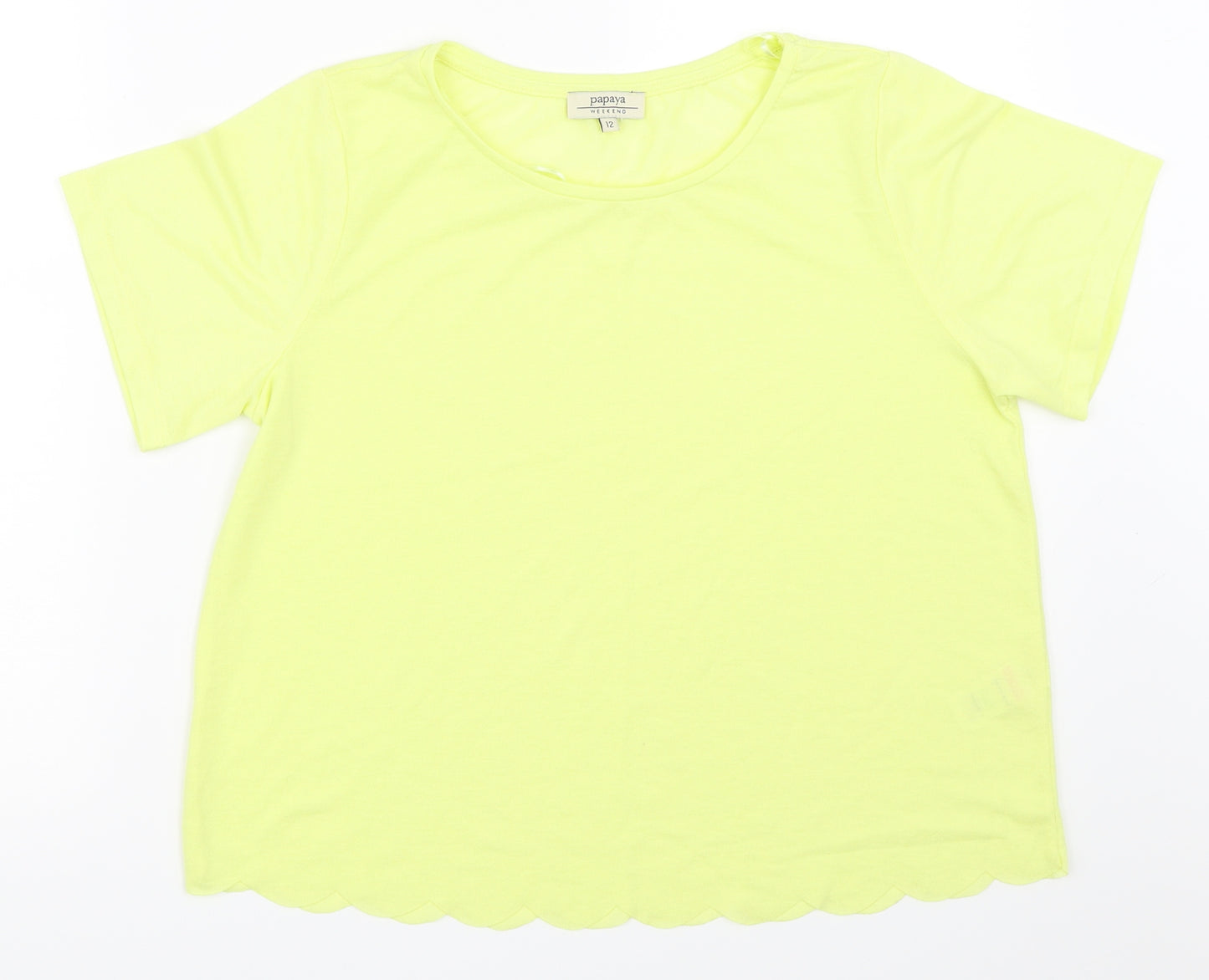 Papaya Womens Yellow   Basic T-Shirt Size 12