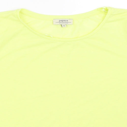 Papaya Womens Yellow   Basic T-Shirt Size 12