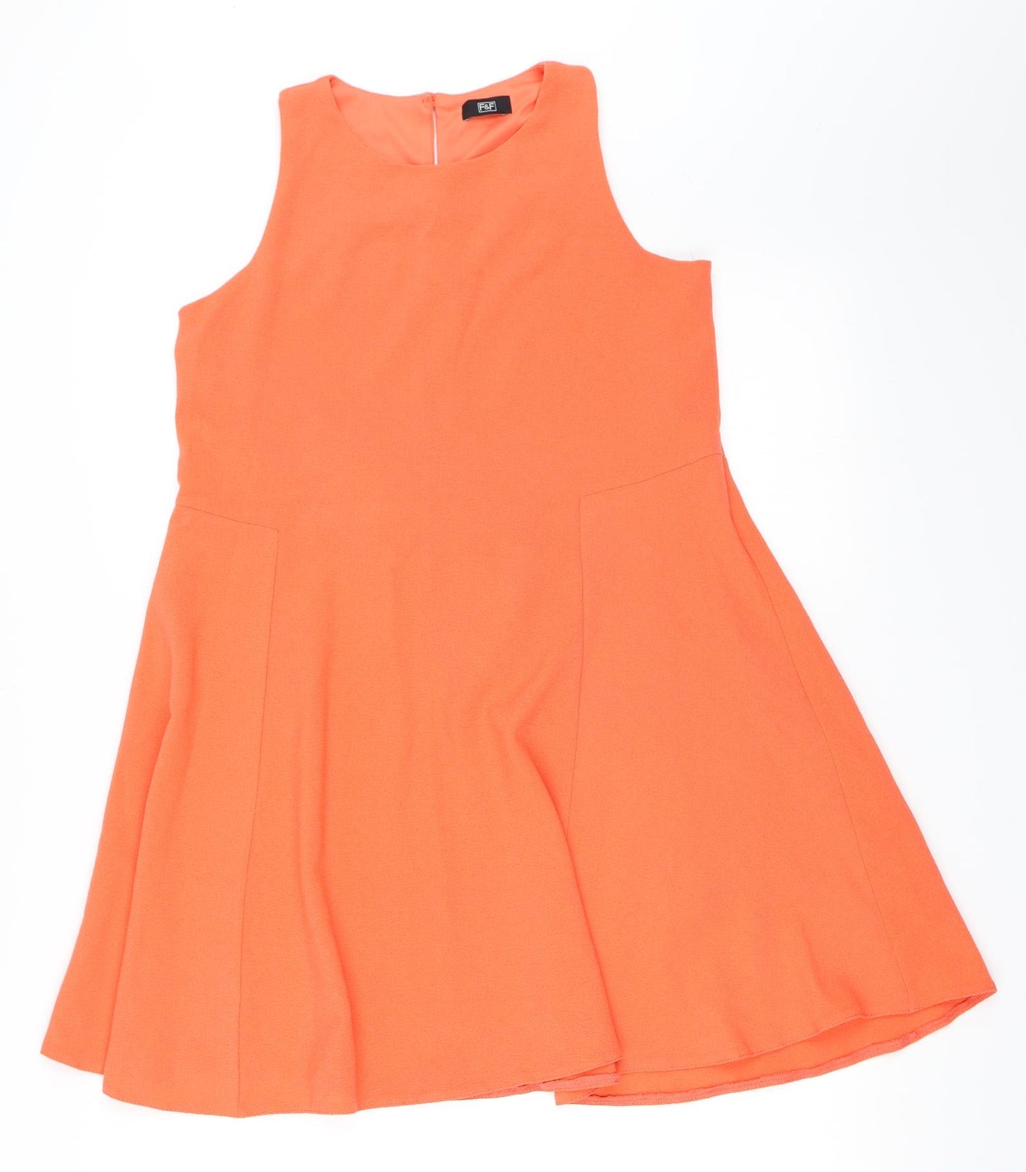 F&F Womens Orange   Skater Dress  Size 8