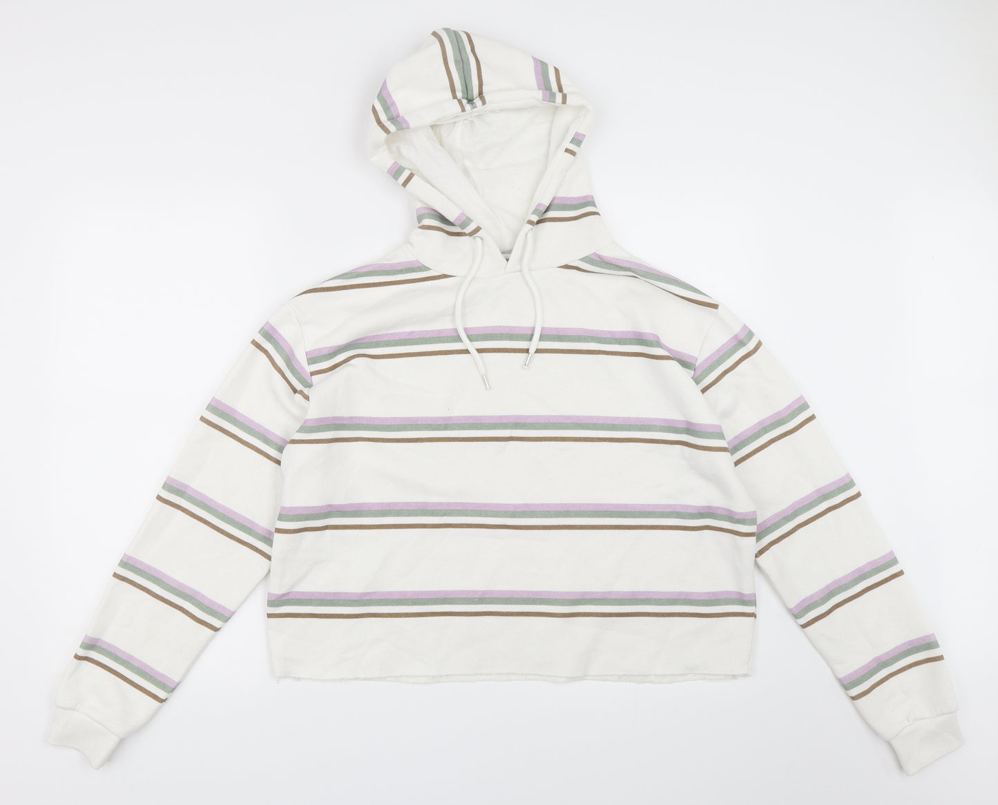 Primark Womens Ivory Striped  Pullover Hoodie Size M