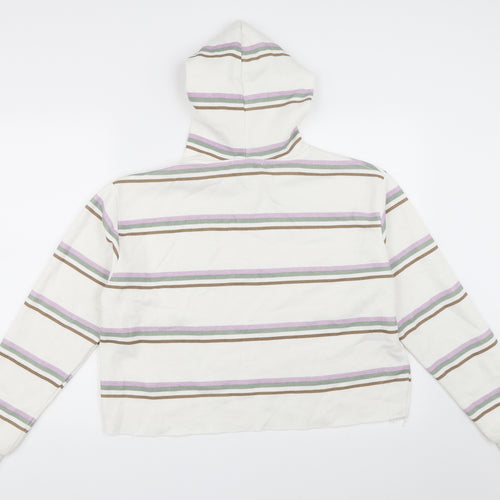 Primark Womens Ivory Striped  Pullover Hoodie Size M