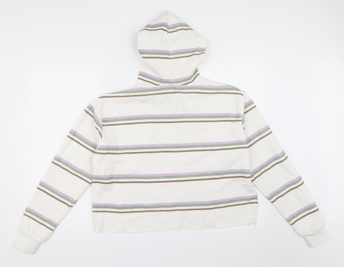 Primark Womens Ivory Striped  Pullover Hoodie Size M