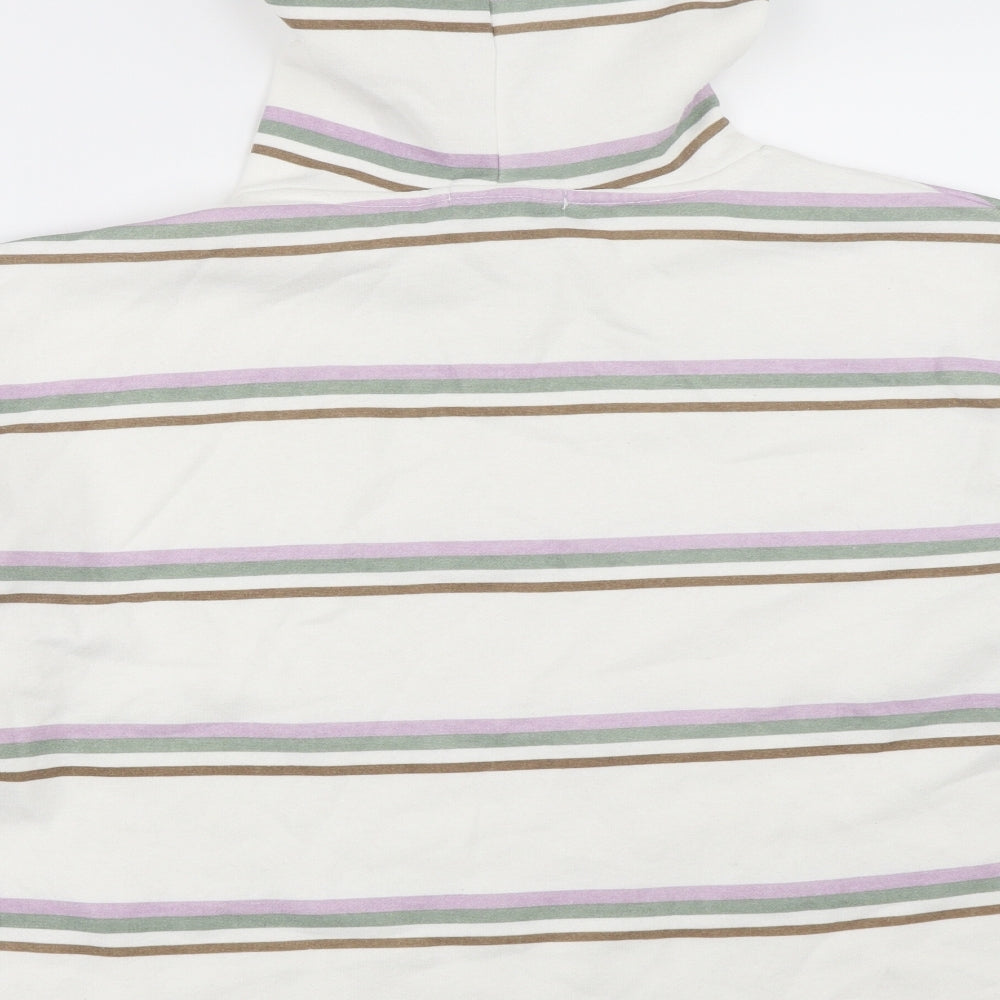 Primark Womens Ivory Striped  Pullover Hoodie Size M