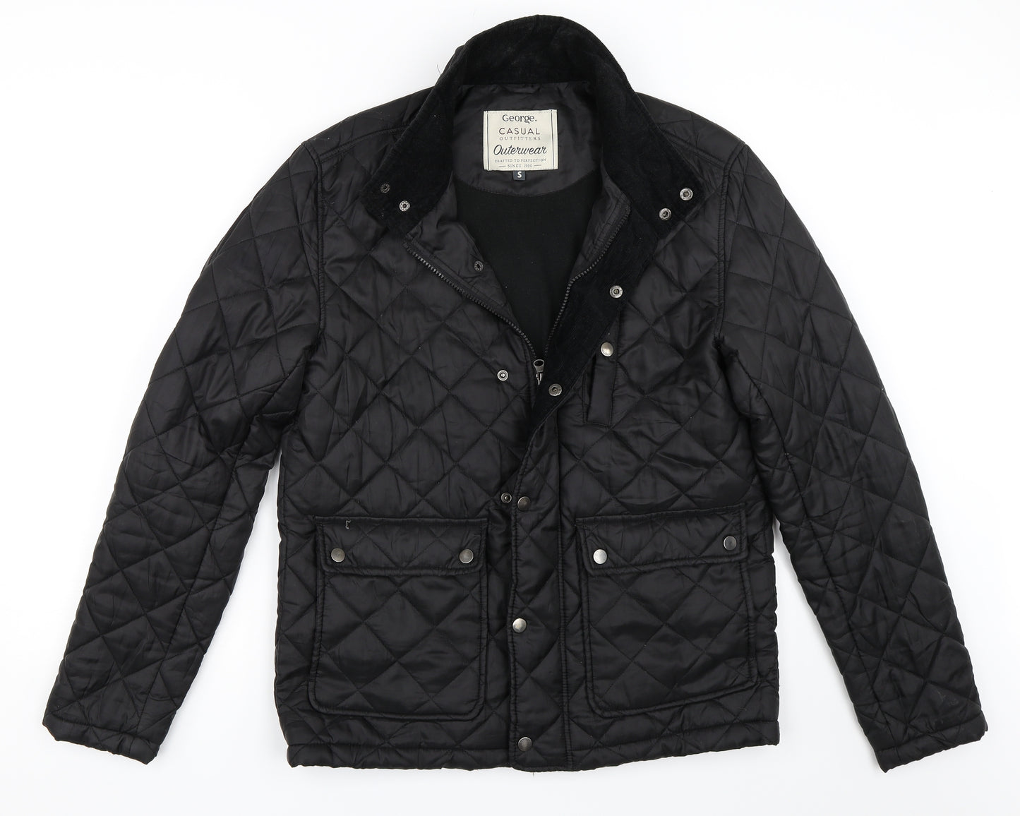 George Mens Black   Quilted Coat Size S