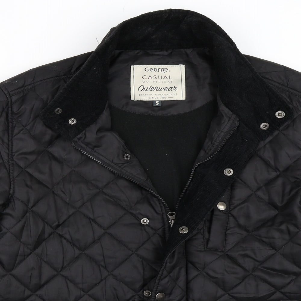George Mens Black   Quilted Coat Size S