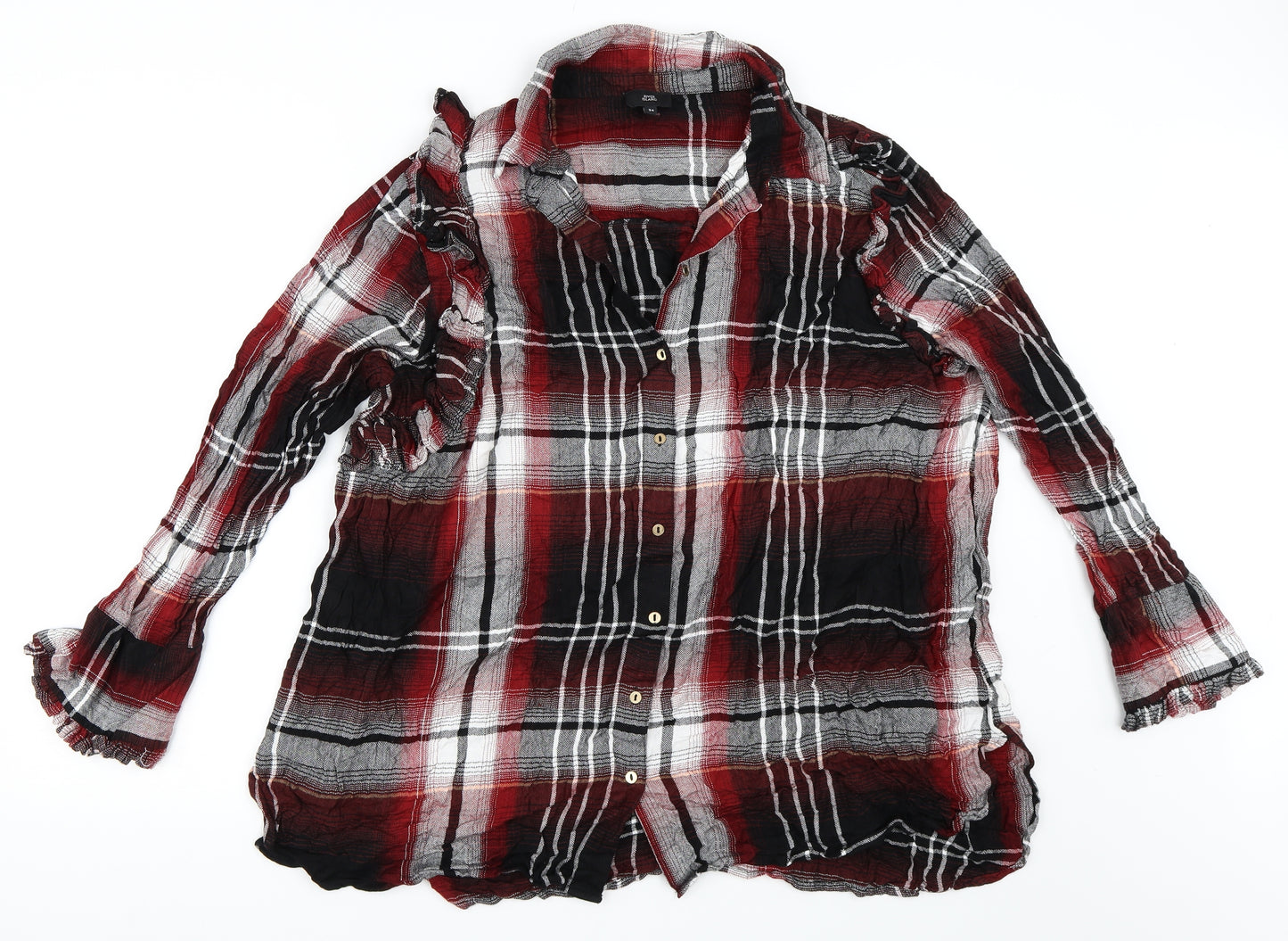 River Island Womens Red Check  Basic Button-Up Size 24