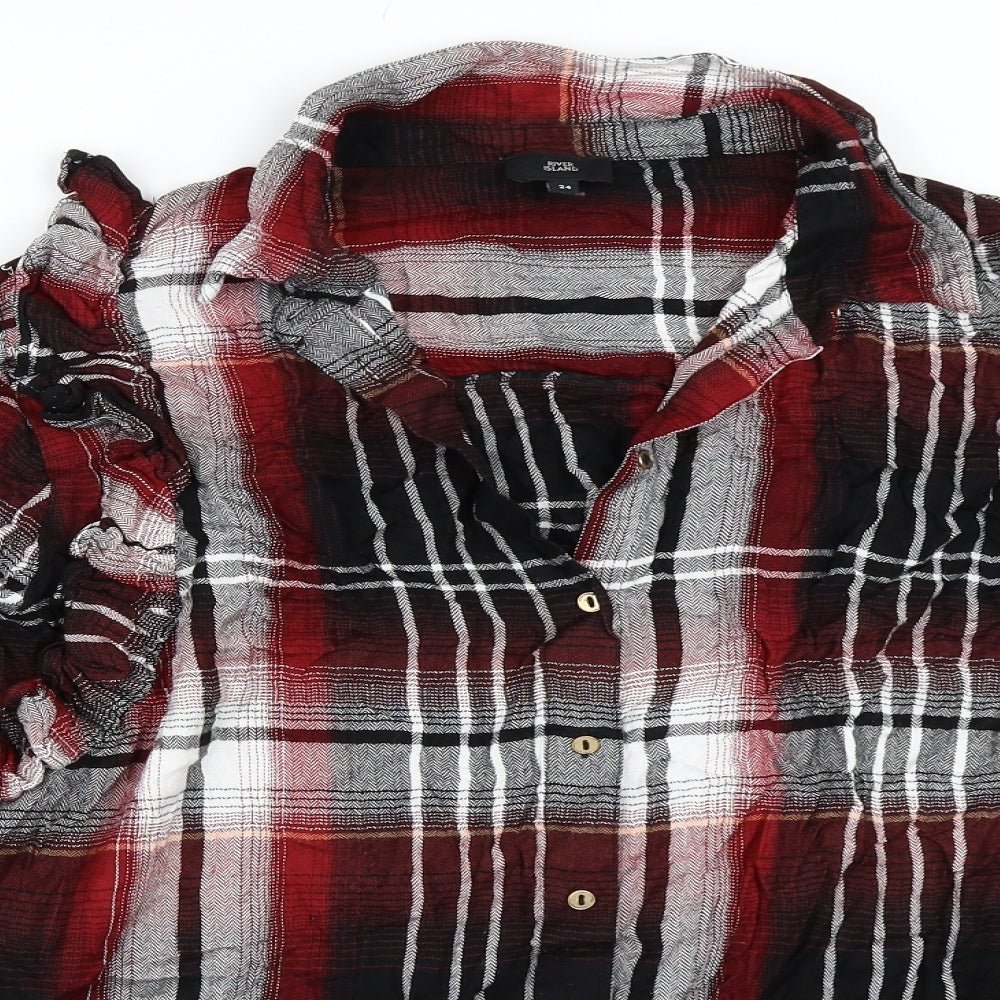 River Island Womens Red Check  Basic Button-Up Size 24