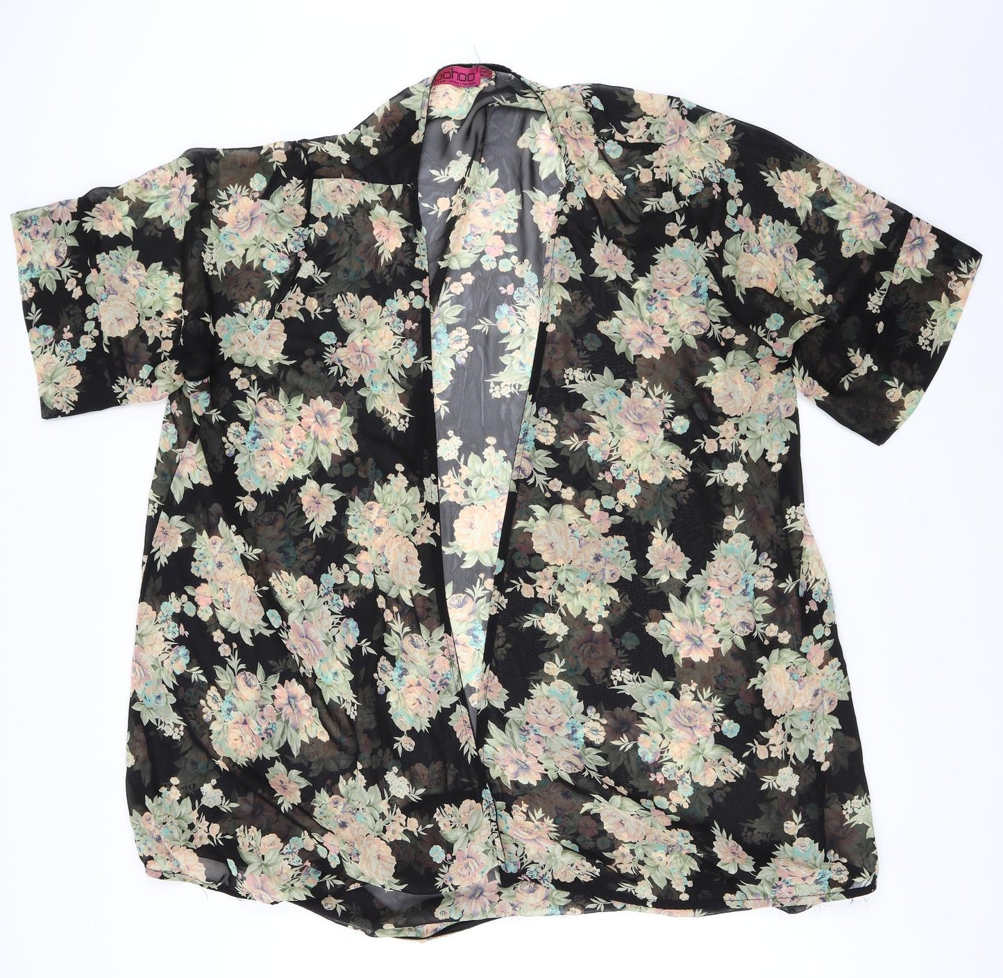 Boohoo Womens Black Floral  Cardigan Jumper Size 24