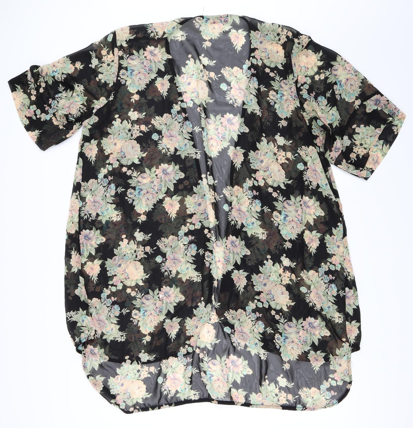 Boohoo Womens Black Floral  Cardigan Jumper Size 24