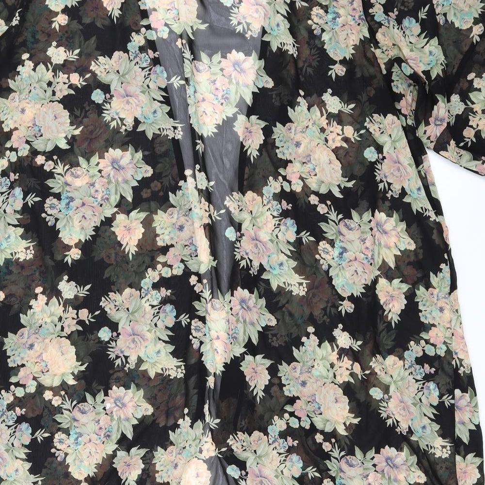 Boohoo Womens Black Floral  Cardigan Jumper Size 24