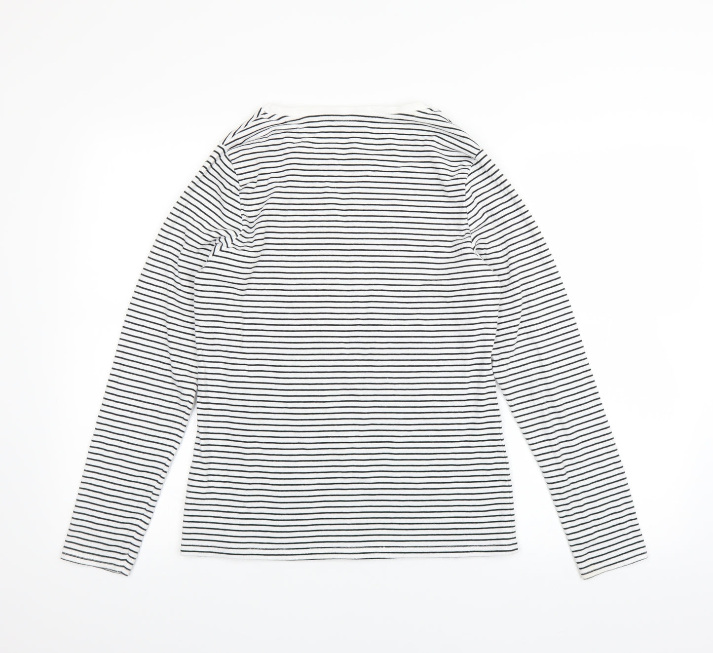 Nutmeg Womens White Striped  Basic T-Shirt Size 14