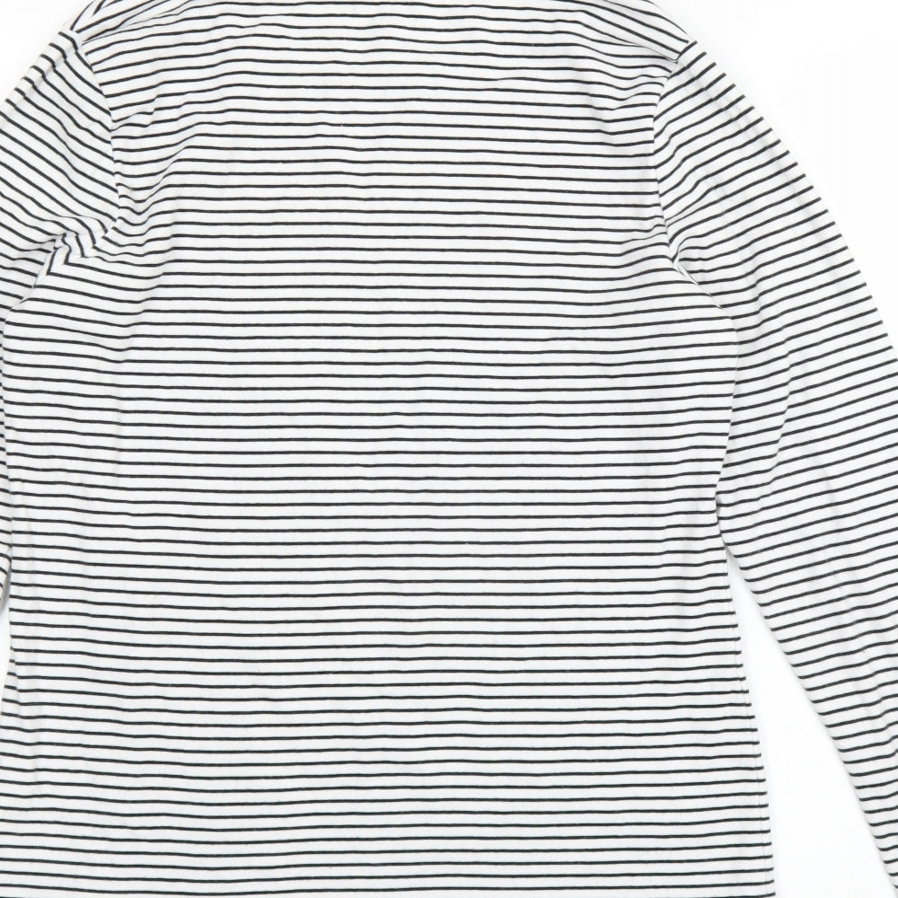 Nutmeg Womens White Striped  Basic T-Shirt Size 14