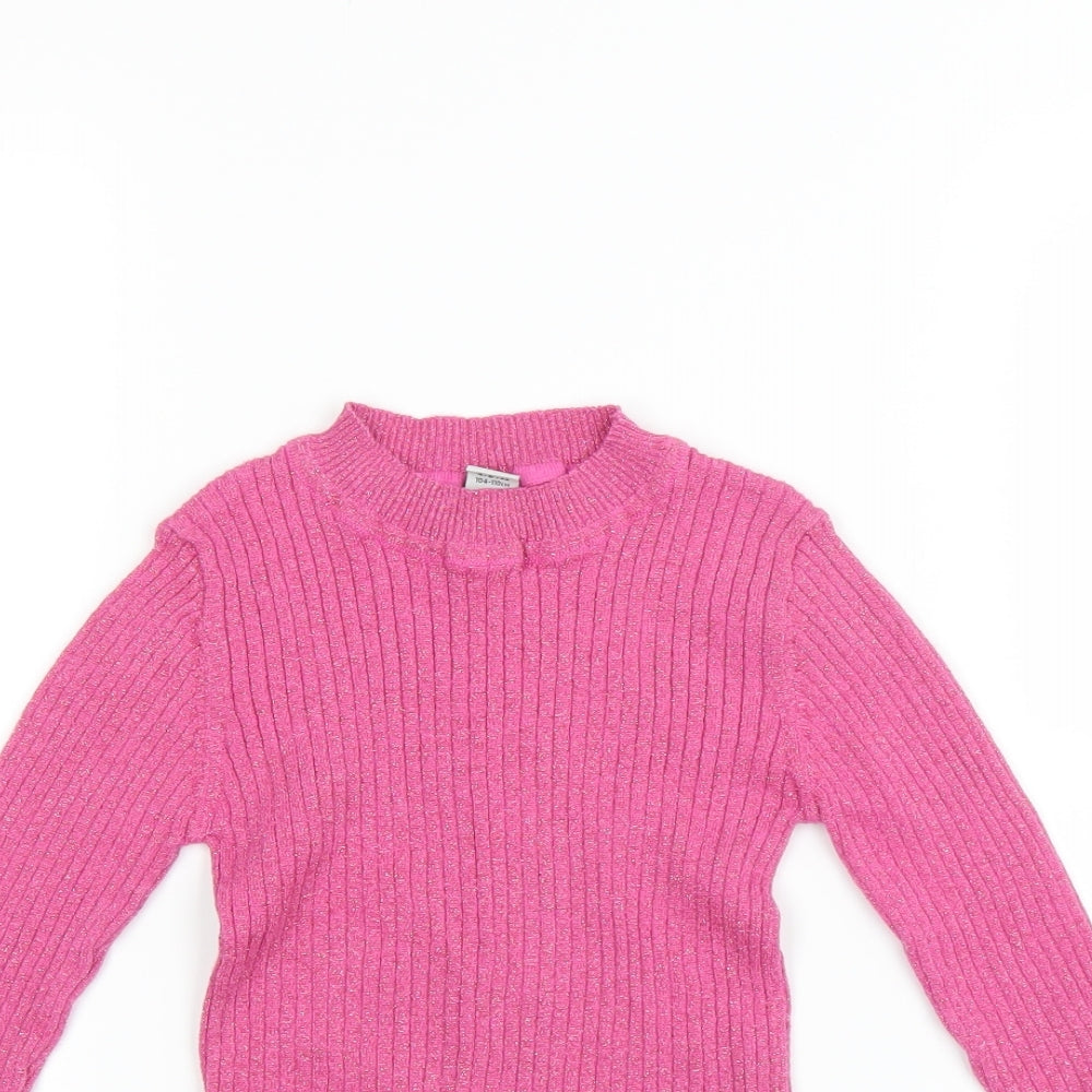 Sainsburys Girls Pink   Pullover Jumper Size 4-5 Years  - GLITTERY