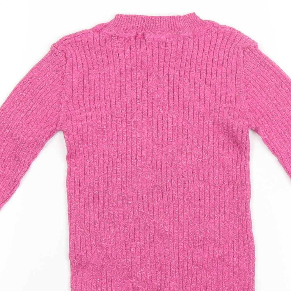 Sainsburys Girls Pink   Pullover Jumper Size 4-5 Years  - GLITTERY