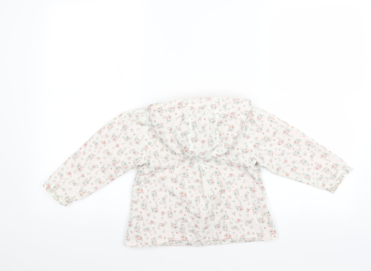 Sainsburys Girls White Floral  Basic Coat Coat Size 18-24 Months