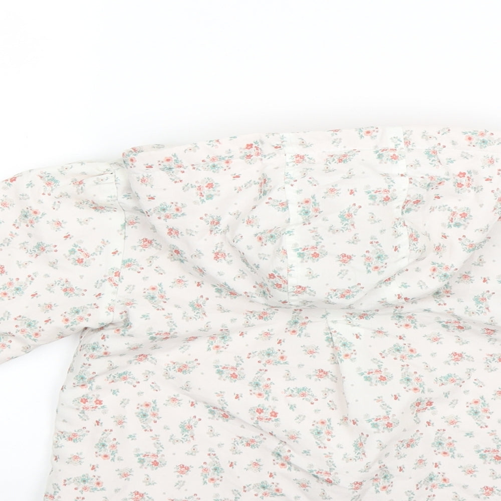 Sainsburys Girls White Floral  Basic Coat Coat Size 18-24 Months