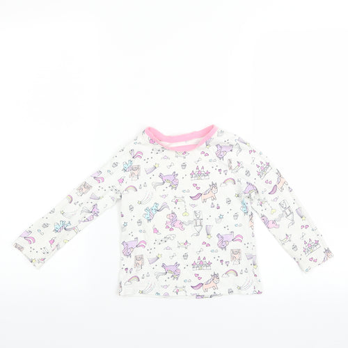 George Girls White   Basic T-Shirt Size 2-3 Years  - UNICORN