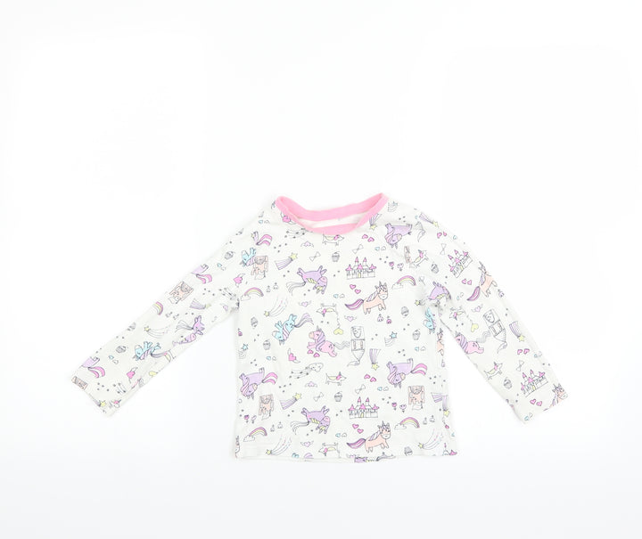 George Girls White Basic T-Shirt Size 2-3 Years - UNICORN