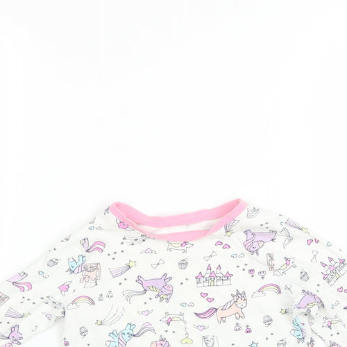 George Girls White   Basic T-Shirt Size 2-3 Years  - UNICORN