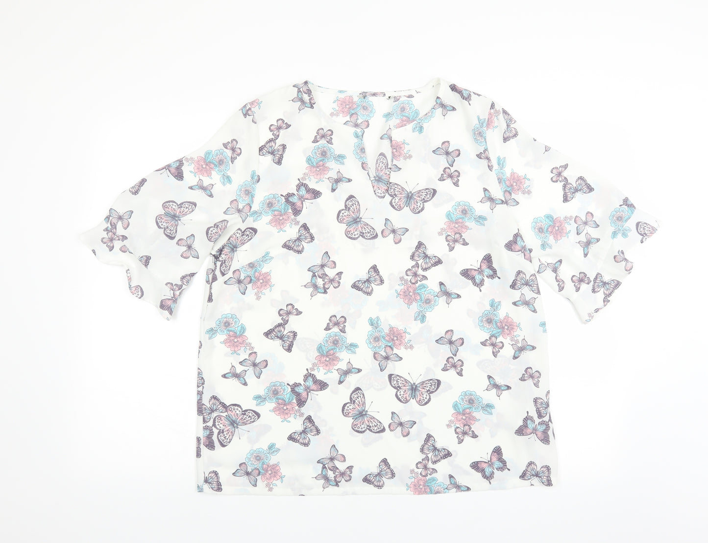 Sainsburys Womens White   Basic Blouse Size 14  - BUTTERFLIES