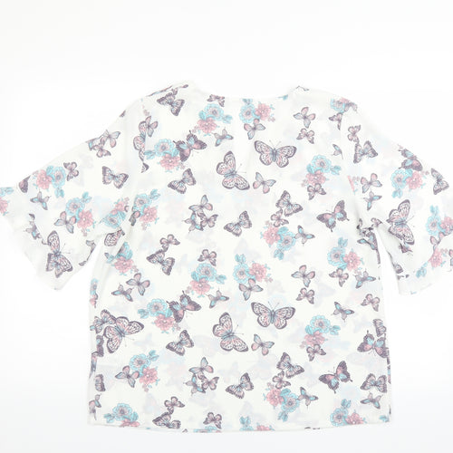 Sainsburys Womens White   Basic Blouse Size 14  - BUTTERFLIES