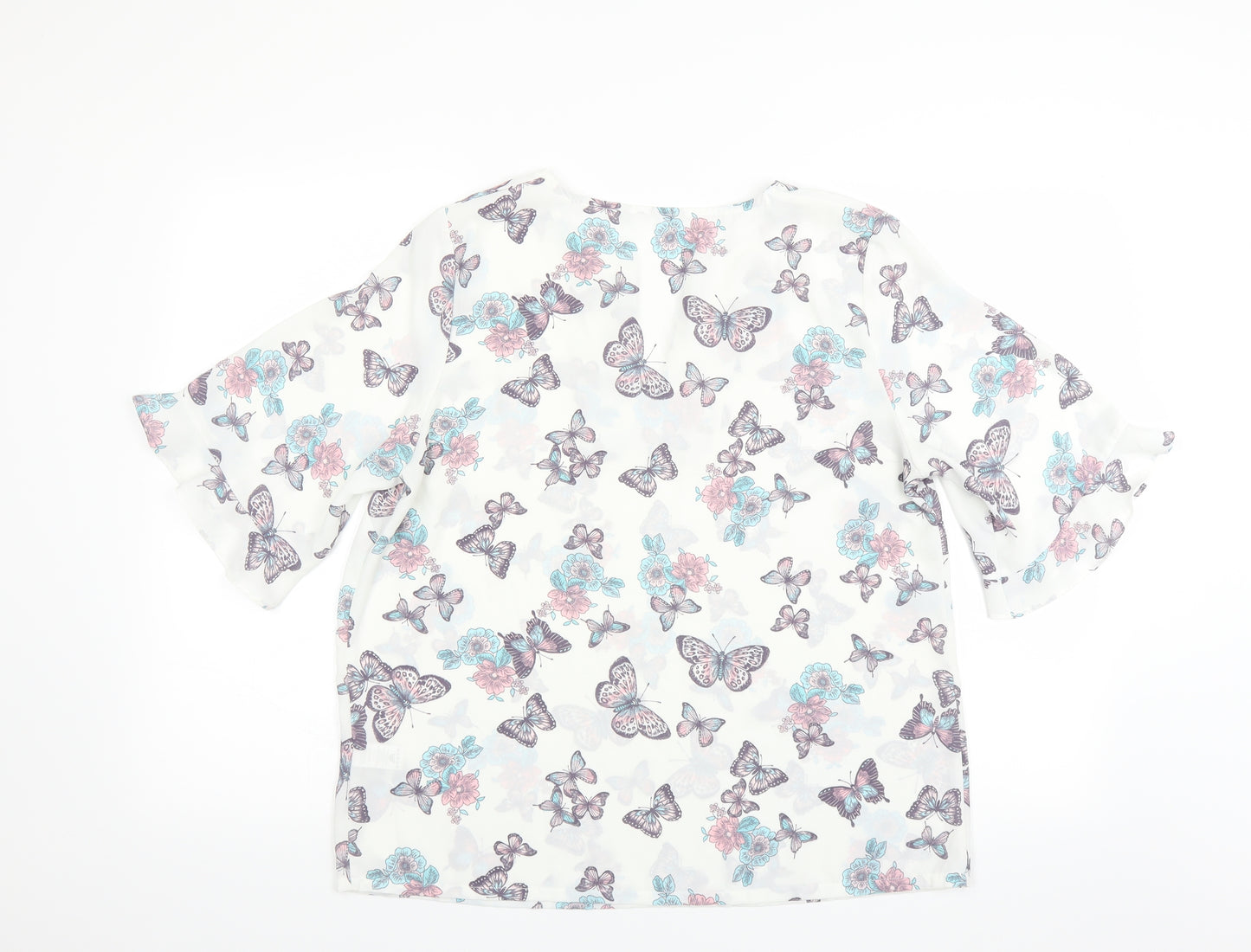 Sainsburys Womens White   Basic Blouse Size 14  - BUTTERFLIES