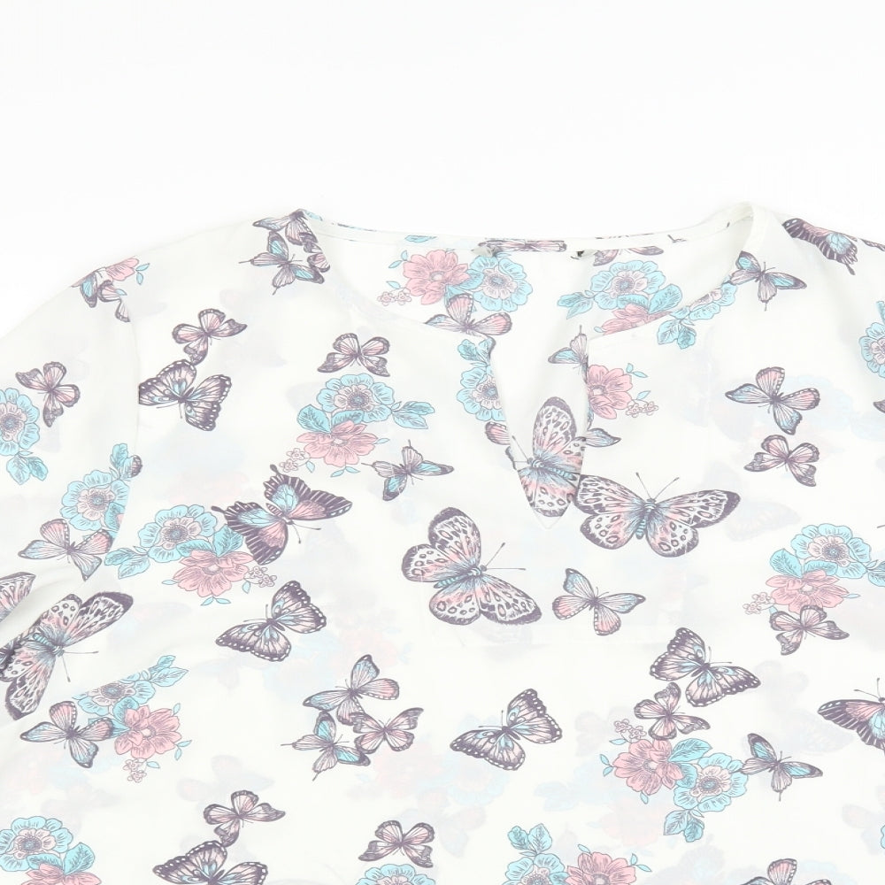 Sainsburys Womens White   Basic Blouse Size 14  - BUTTERFLIES