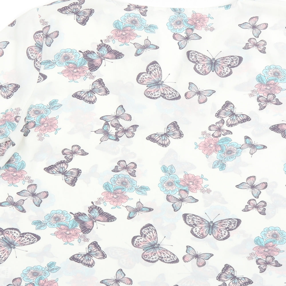 Sainsburys Womens White   Basic Blouse Size 14  - BUTTERFLIES
