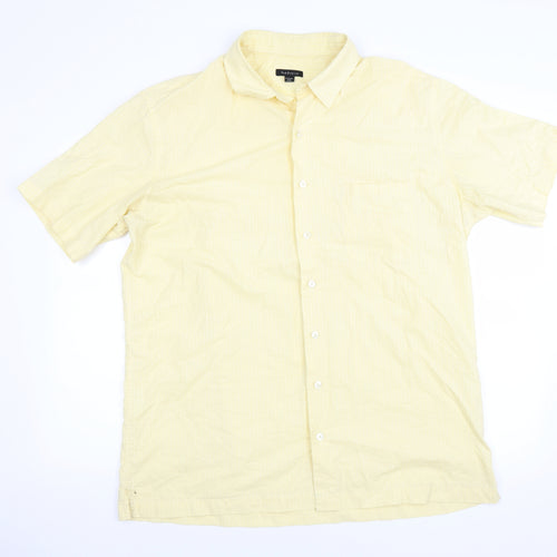 Van Heusen Mens Yellow Striped   Button-Up Size 17.5