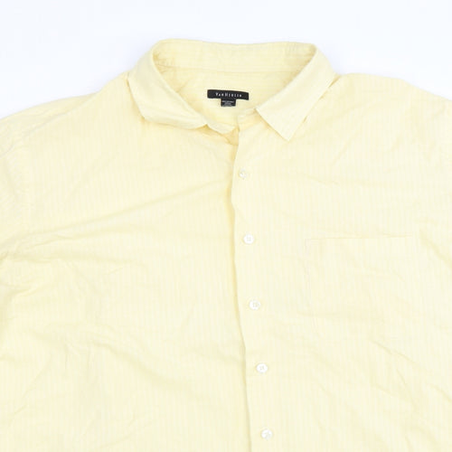 Van Heusen Mens Yellow Striped   Button-Up Size 17.5