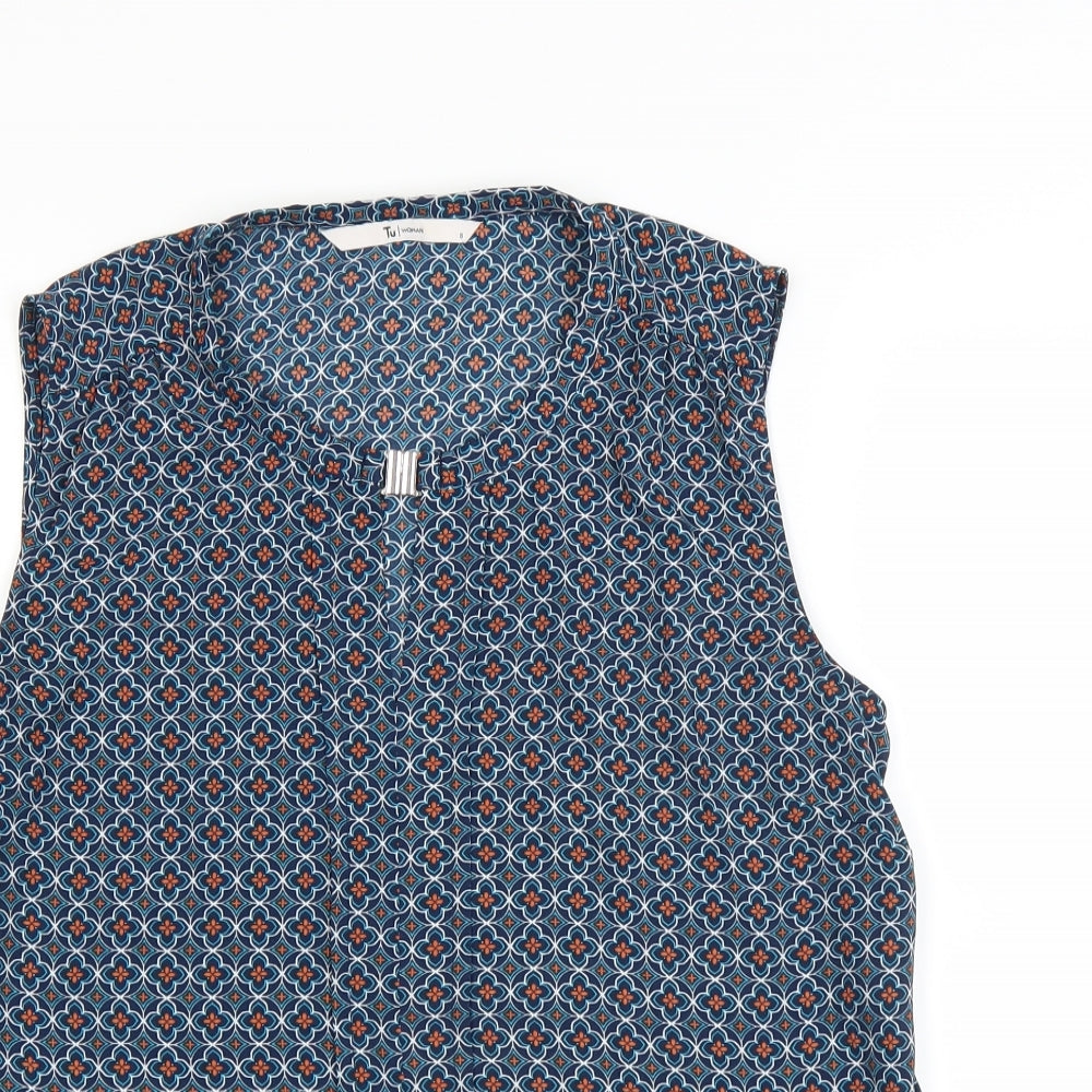 Sainsburys Womens Blue Floral  Basic Blouse Size 8