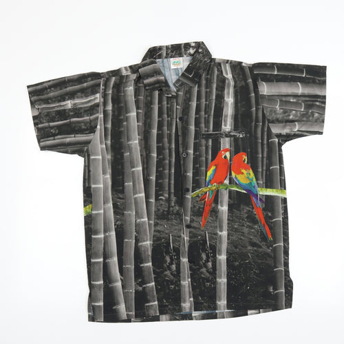 Happy Bay Mens Grey    Button-Up Size XS  - PARROTS