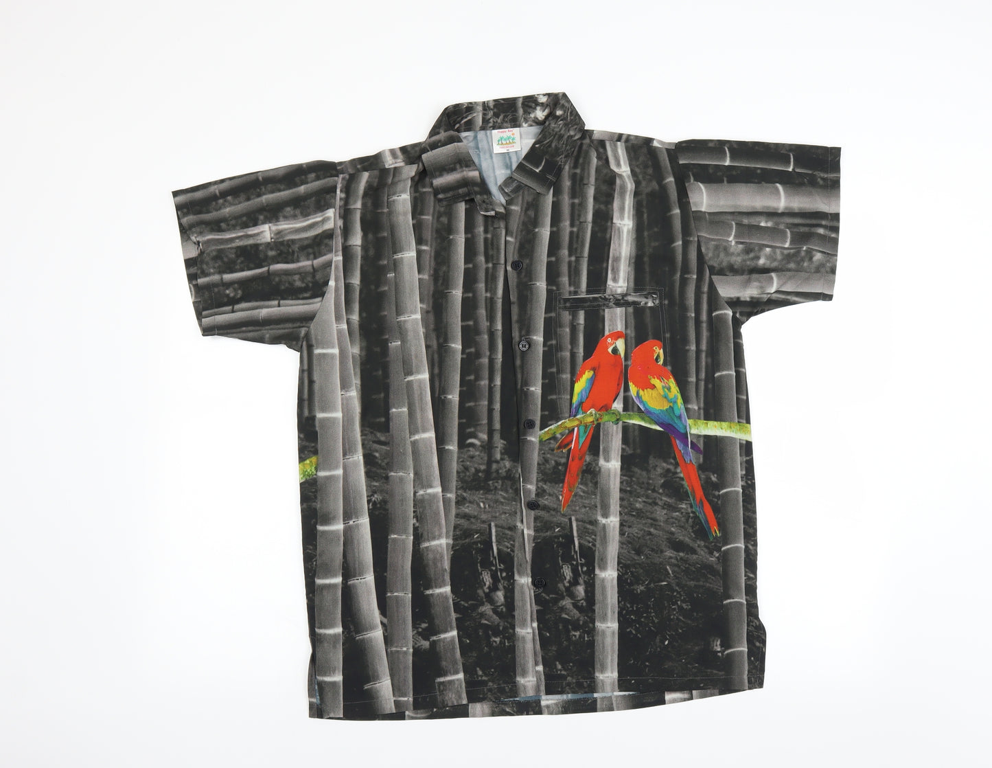 Happy Bay Mens Grey    Button-Up Size XS  - PARROTS