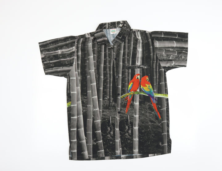 Happy Bay Mens Grey    Button-Up Size XS  - PARROTS