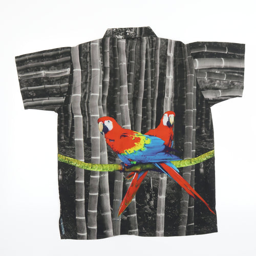 Happy Bay Mens Grey    Button-Up Size XS  - PARROTS