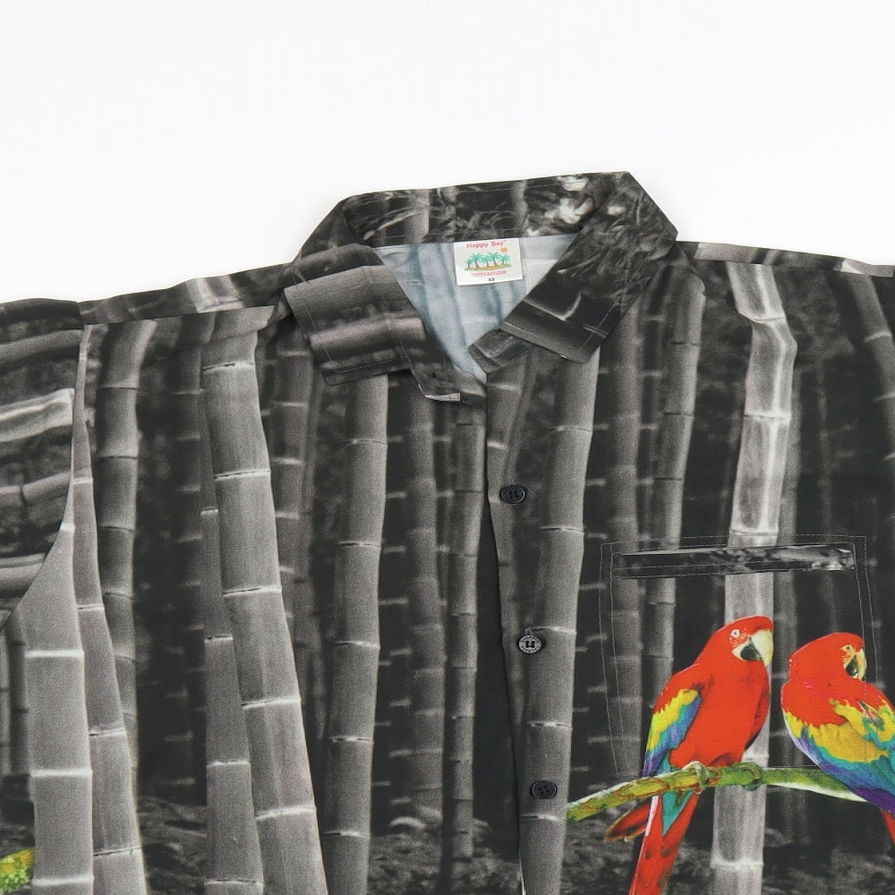 Happy Bay Mens Grey    Button-Up Size XS  - PARROTS